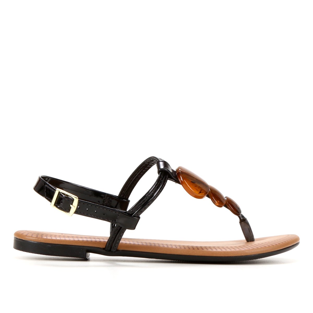 Rasteira Moleca Lisa Detalhe Pedra Feminina - Preto Menor preço em Rasteira Moleca Lisa Detalhe Pedra Feminina - Preto