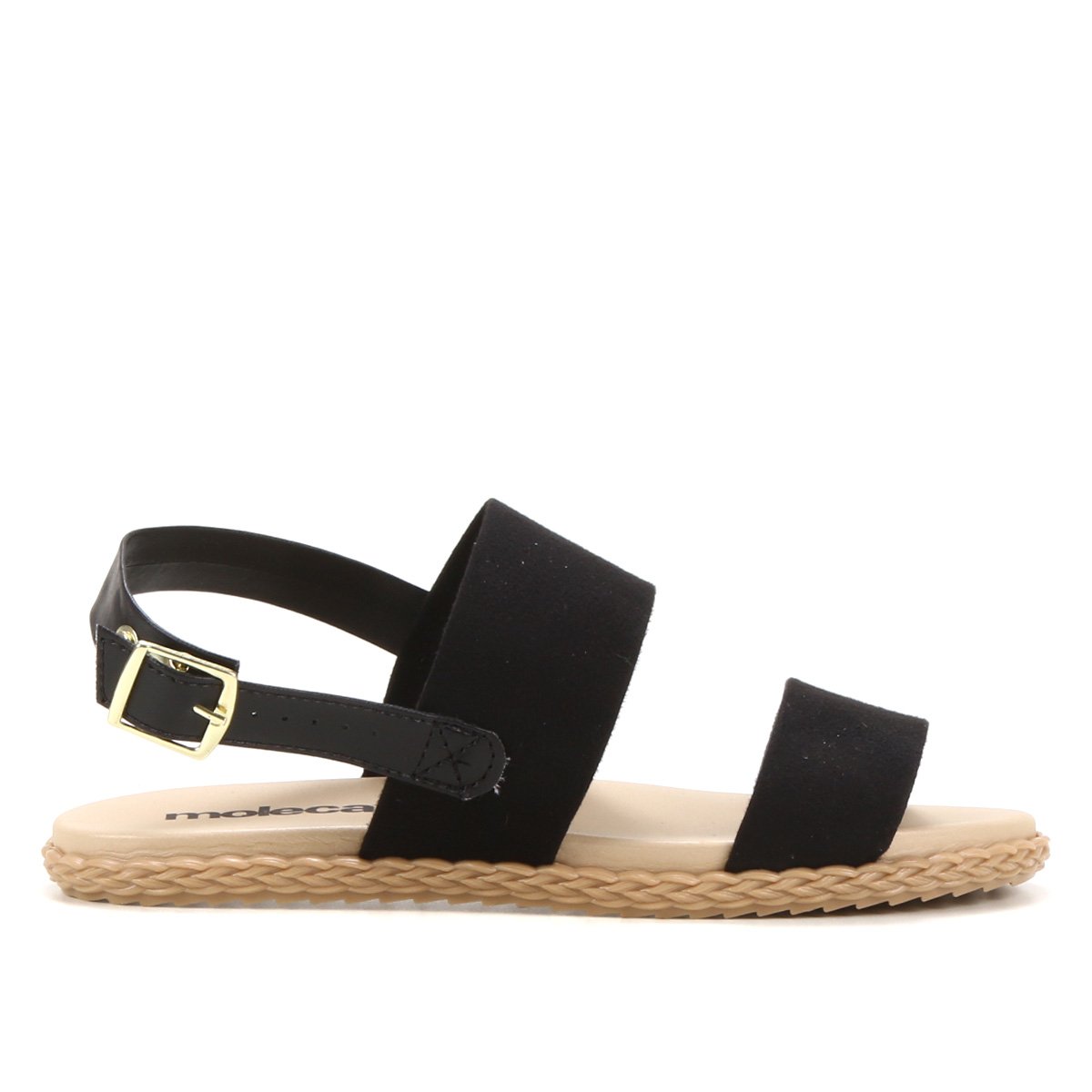 Rasteira Moleca Lisa Tiras - Preto Menor preço em Rasteira Moleca Lisa Tiras - Preto