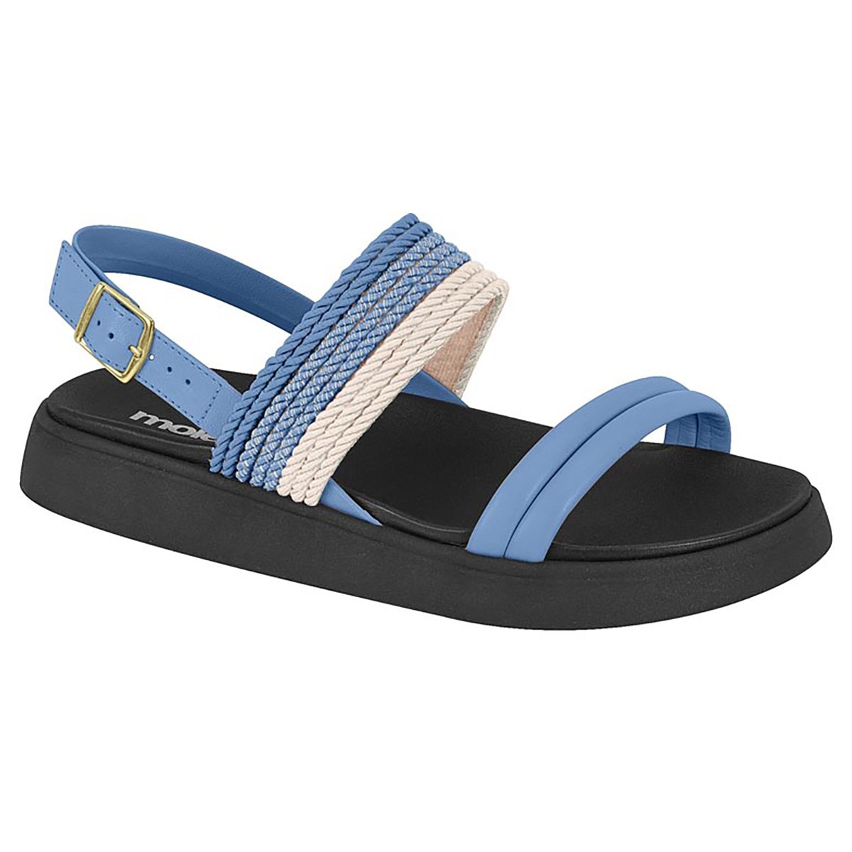 Rasteira Moleca Multi Tiras Feminina - Azul Menor preço em Rasteira Moleca Multi Tiras Feminina - Azul