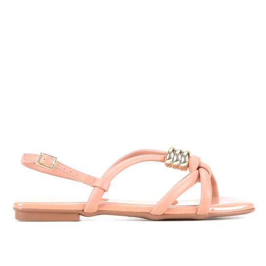 Rasteira Moleca Multi Tiras Fivela - Nude