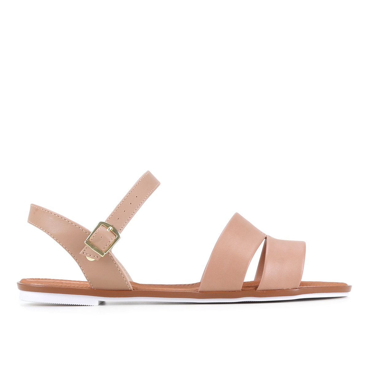 Rasteira Moleca Multi Tiras - Bege Menor preço em Rasteira Moleca Multi Tiras - Bege