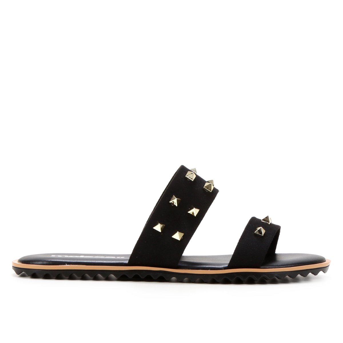 Rasteira Moleca Suede Spikes - Preto | Zattini