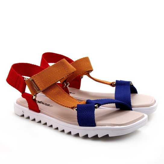 Rasteira Moleca Tratorada Feminina - Azul+Vermelho