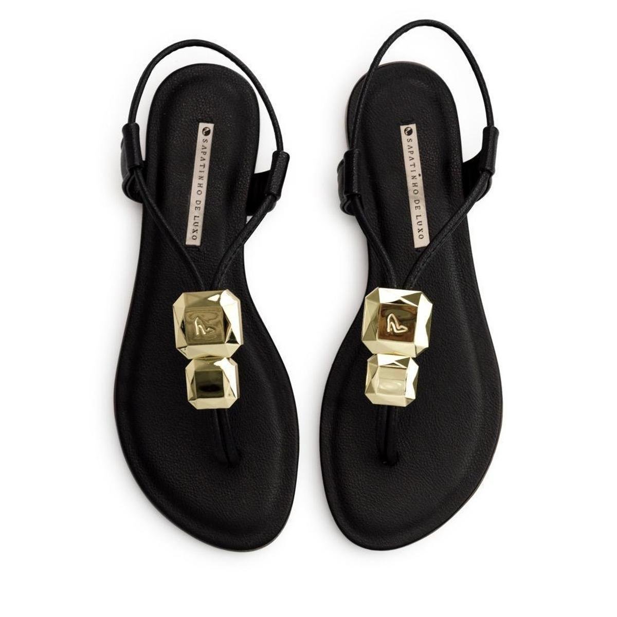 Rasteira Napa Tathi Mint Com Enfeite SAPATINHO DE LUXO - Preto | Zattini