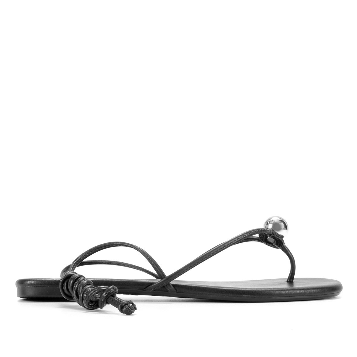 Rasteira Santa Lolla Metal e Amarração - Preto | Zattini