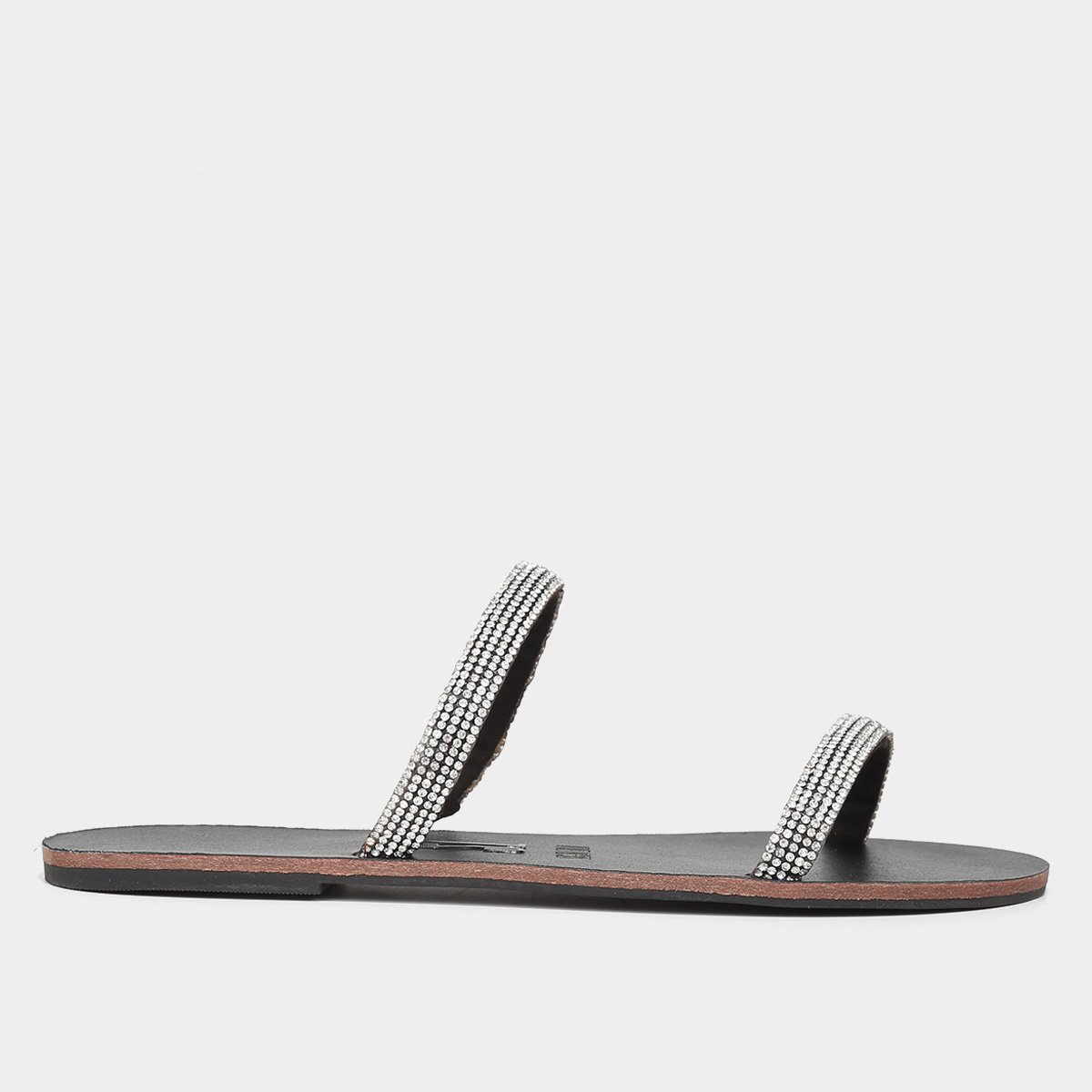 Rasteira Santa Lolla Tira Strass Feminina - Preto Menor preço em Rasteira Santa Lolla Tira Strass Feminina - Preto