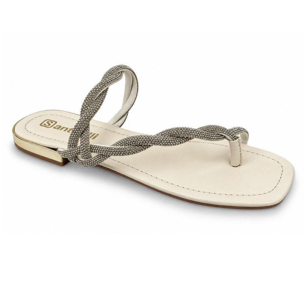 Rasteira Santinelli Com Brilho Feminina - Branco Off