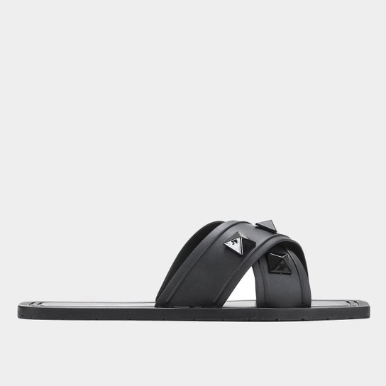 Rasteira Shoestock For You Tiras Cruzadas Spikes - Preto