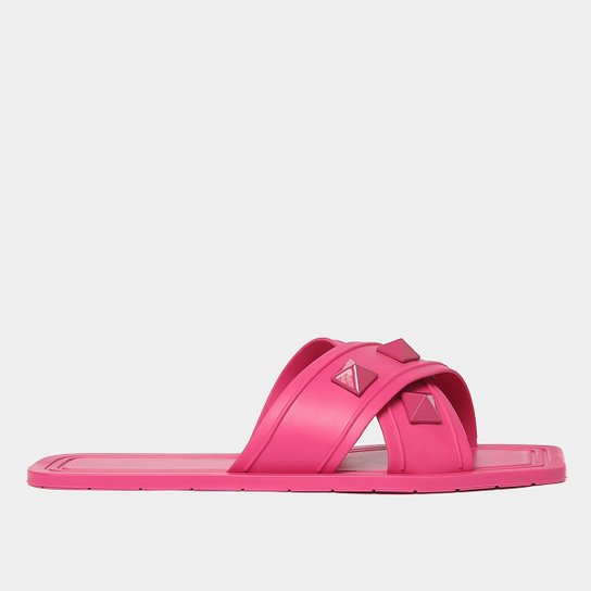 Rasteira Shoestock For You Tiras Cruzadas Spikes - Rosa