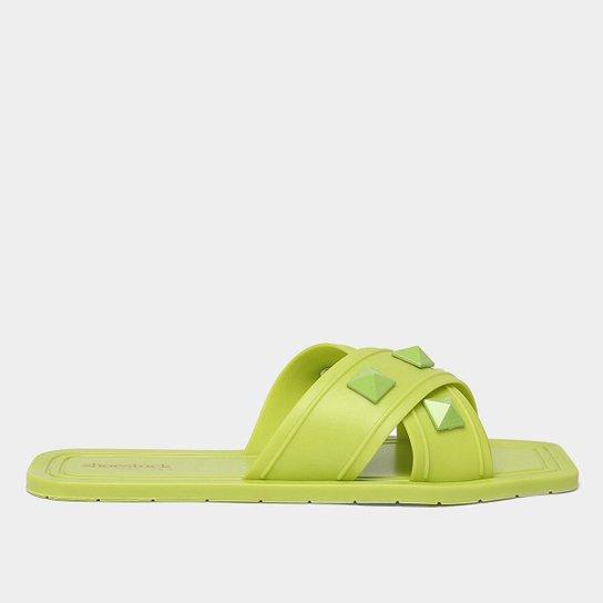 Rasteira Shoestock For You Tiras Cruzadas Spikes - Verde