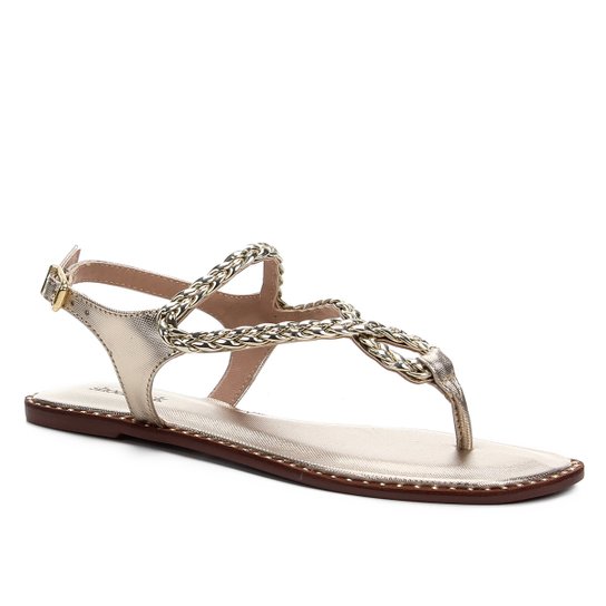 Rasteira Shoestock Gota Strass - Dourado