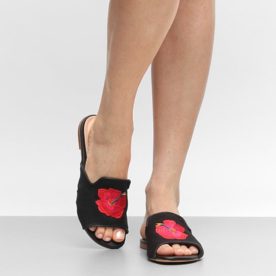 Rasteira Shoestock Slide Tropical - Preto