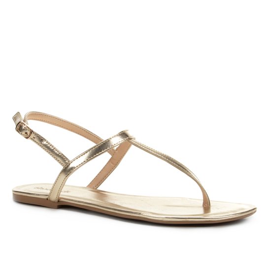 Rasteira Shoestock Tira Fina Metalizada - Dourado