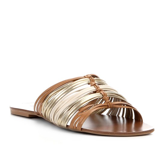 Rasteira Shoestock Tiras Color - Bege