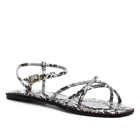 Rasteira Shoestock Tiras Finas Snaker - Branco