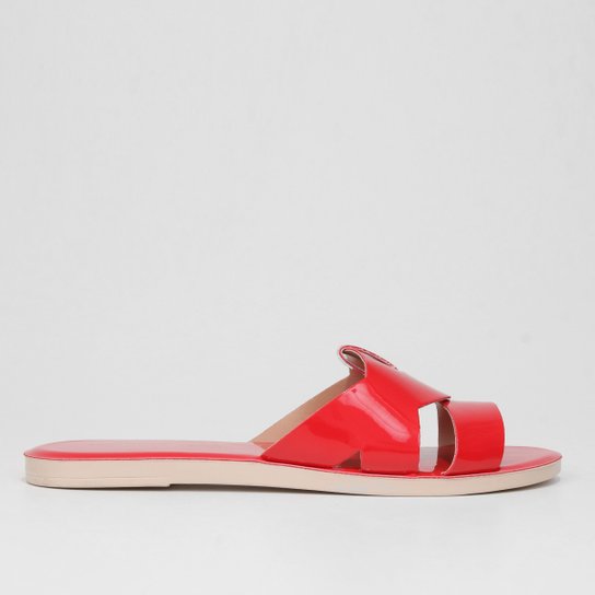 Rasteira Via Scarpa Básica Verniz - Vermelho