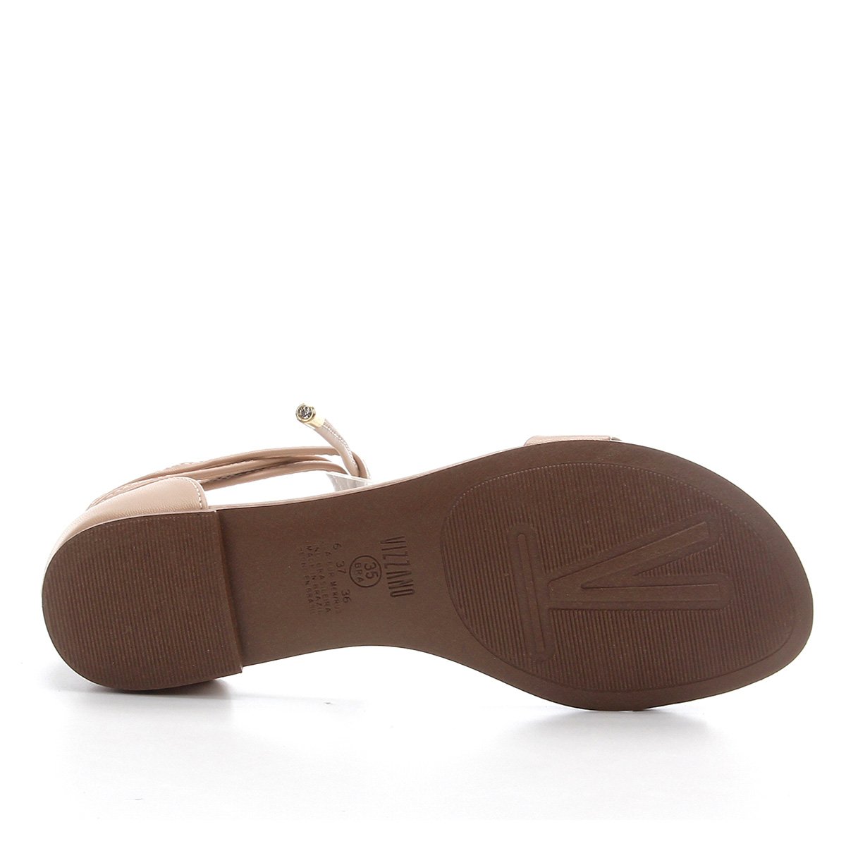 Sandália Rasteira Vizzano Amarração Tornozelo Bege - Passarela