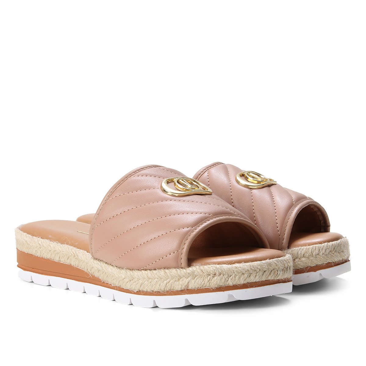 Rasteira Vizzano Flatform Corda Matelassê - Nude | Zattini