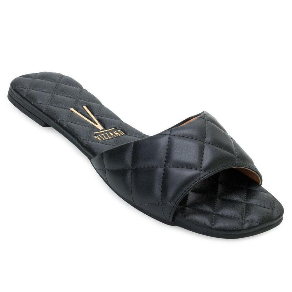 Rasteira Vizzano Matelassê VZ21-6447 - Preto Menor preço em Rasteira Vizzano Matelassê VZ21-6447 - Preto