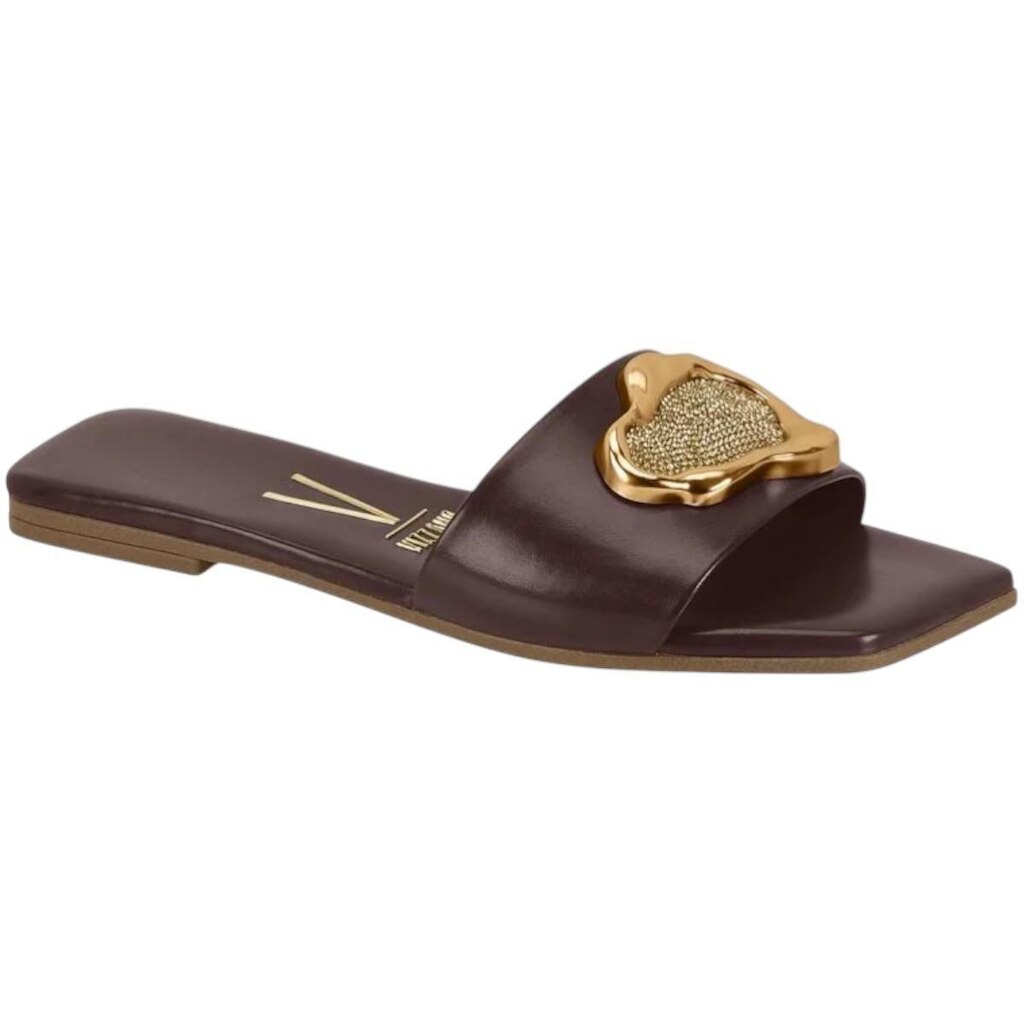 Rasteira Vizzano Slide Feminina Detalhe Metal Confortável Casual