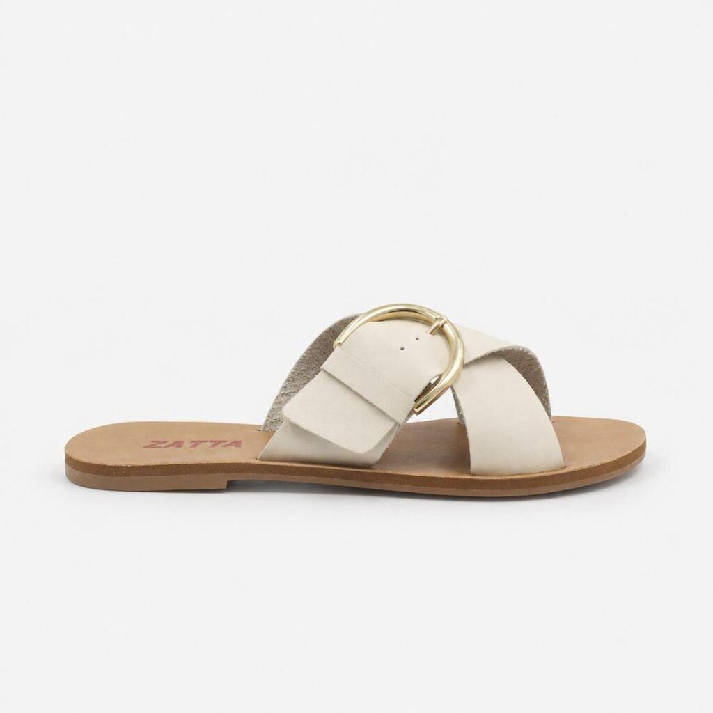 Rasteira Zatta Fivela Lateral Amanda Off White Branco 35