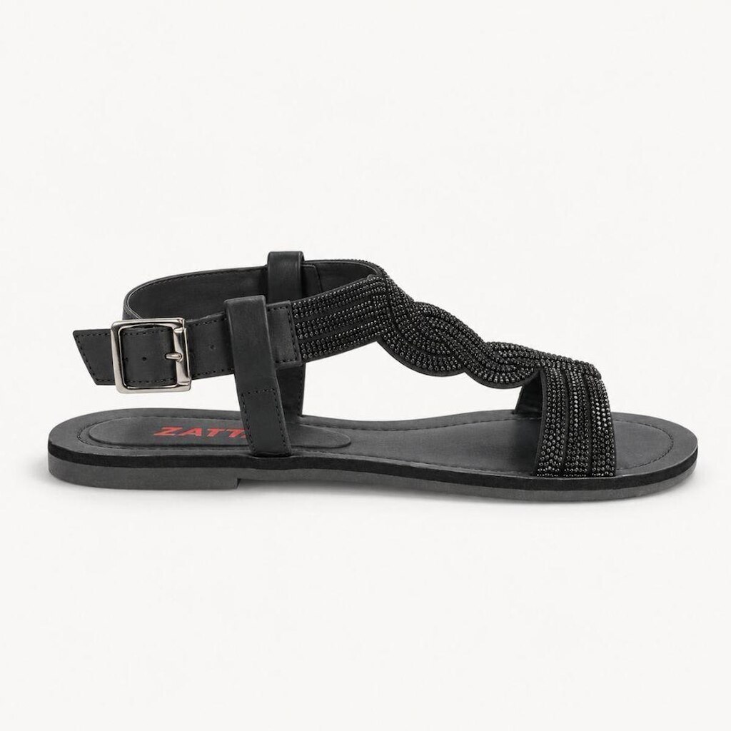 Rasteira Zatta Strass Norma Preta Preto 34