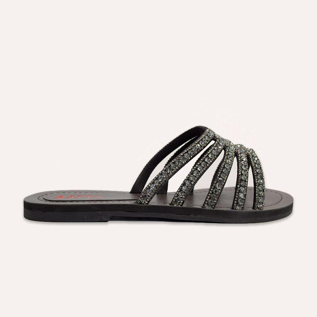 Rasteira Zatta Tiras de Strass Naomi Cristal PRATA | #E6E6E6 36