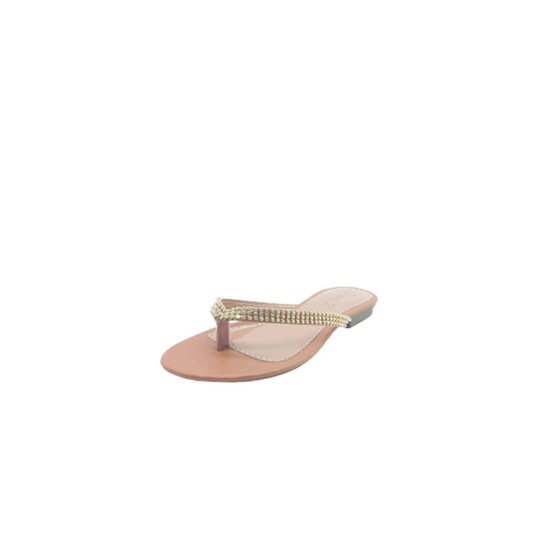 Rasteirinha Feminina Chinelo Strass Dani K - Bege