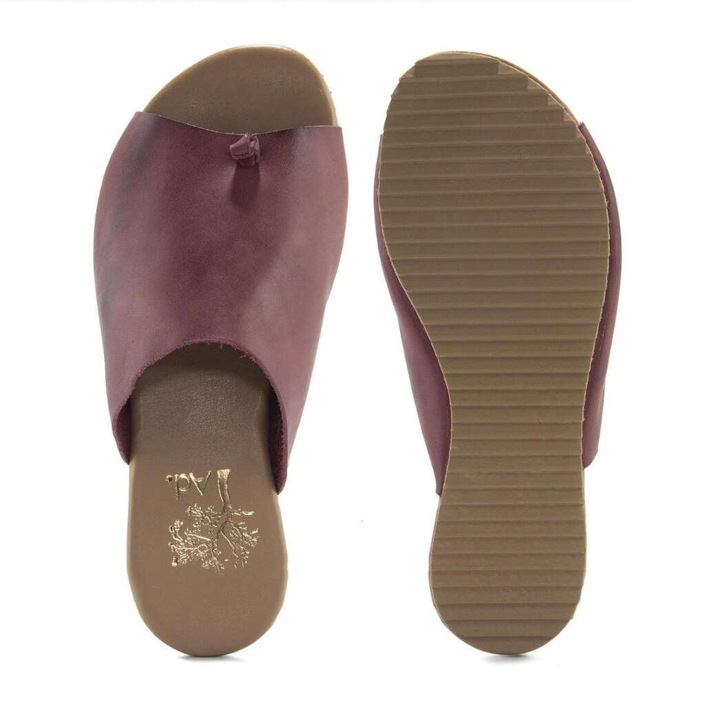 Rasteirinha Slide Flat Em Couro Tropicaos Feminina