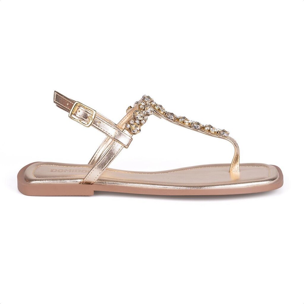 Rasteirinha Slingback Flat Pedrarias Brilho Bico Quadrado 257.06