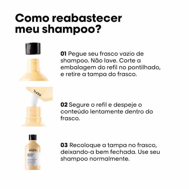 Refil L'Oréal Professionnel Absolut Repair Gold Quinoa + Protein Shampoo 240ml