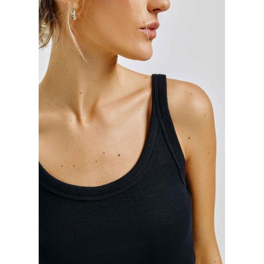 REGATA BÁSICA CROPPED EM RIBANA PRETO - HERING