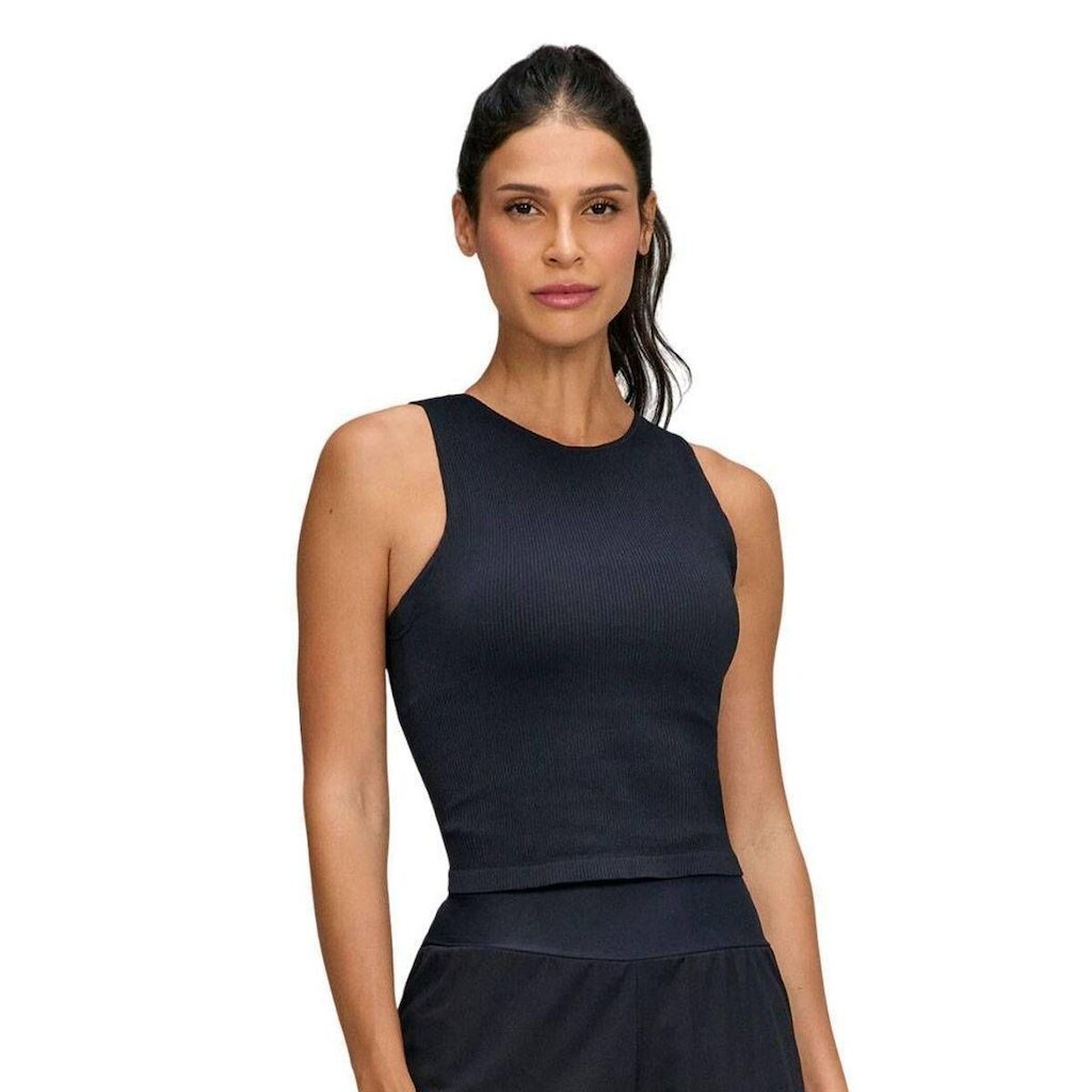 REGATA CANELADA SEM COSTURA 101617-C0049 - PRETO M