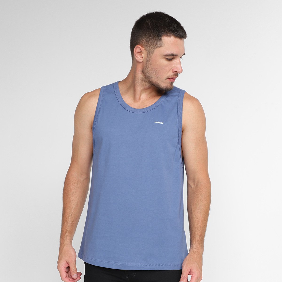 Regata Colcci Básica Masculina - Azul Menor preço em Regata Colcci Básica Masculina - Azul
