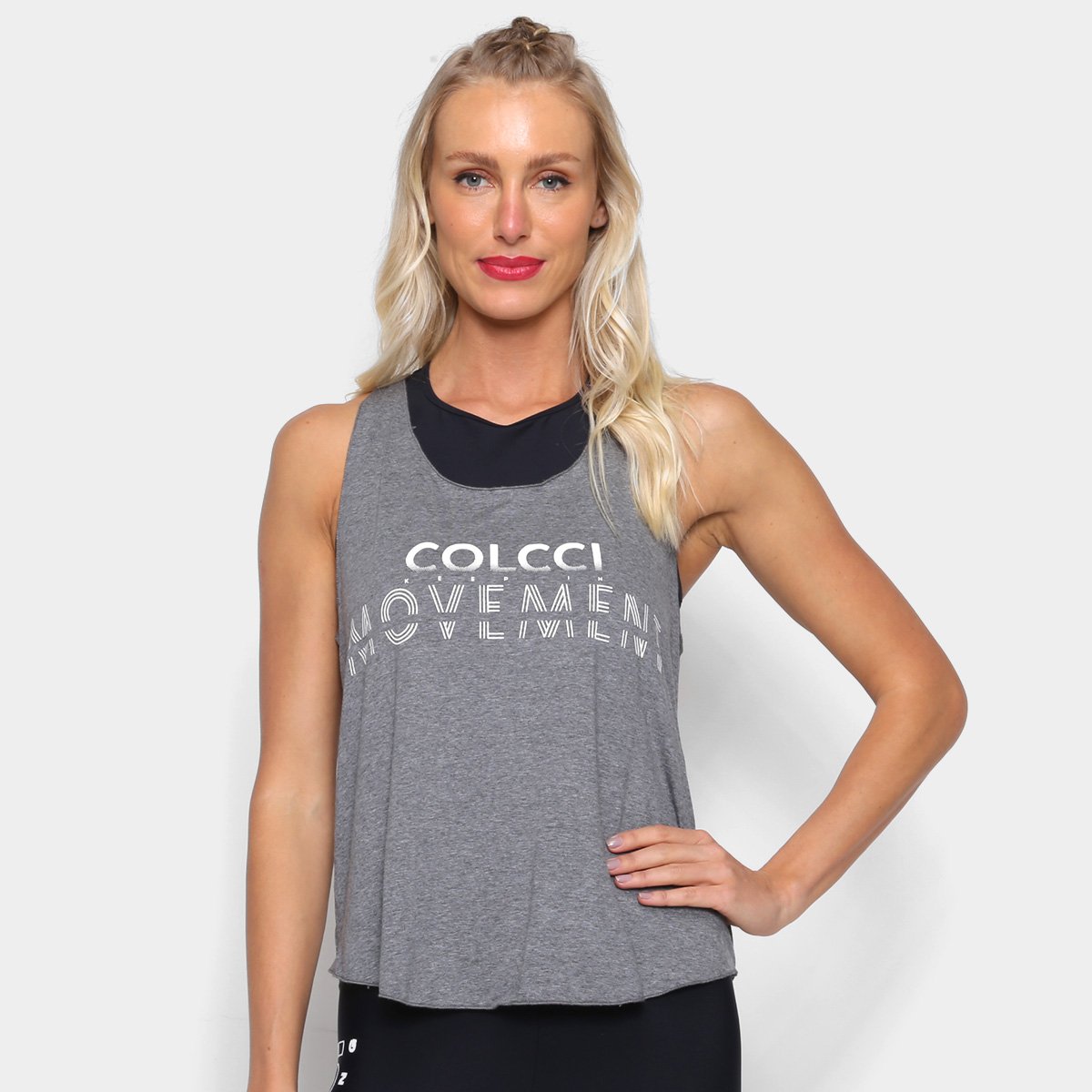 Regata Colcci Estampada Feminina - Cinza Menor preço em Regata Colcci Estampada Feminina - Cinza