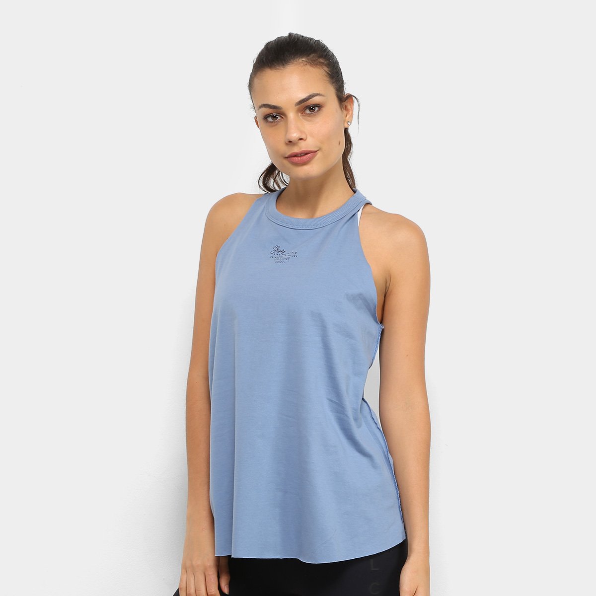 Regata Colcci Fitness Bata Feminina - Azul Claro Menor preço em Regata Colcci Fitness Bata Feminina - Azul Claro