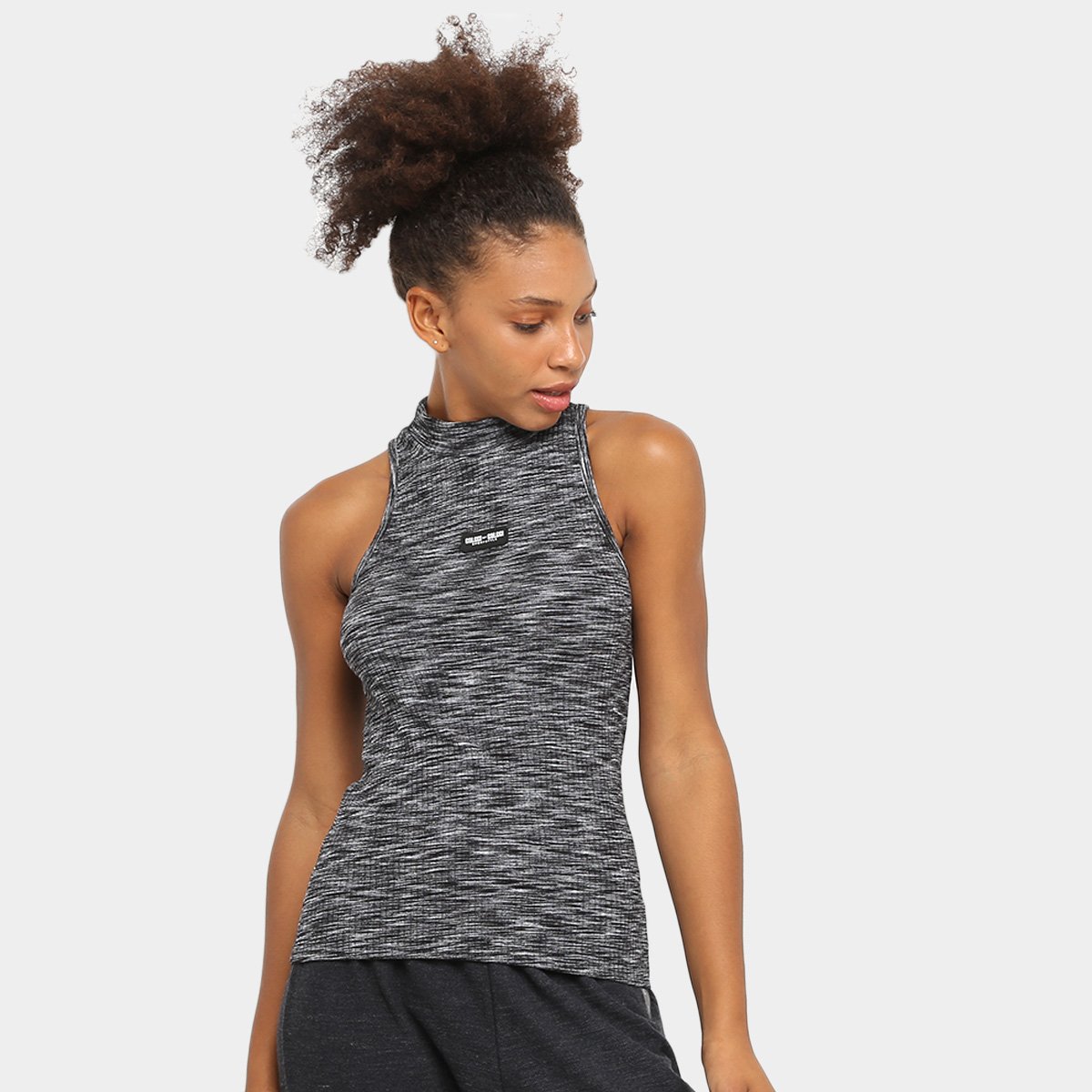 Regata Colcci Fitness Canelada Feminina - Mescla Escuro Menor preço em Regata Colcci Fitness Canelada Feminina - Mescla Escuro