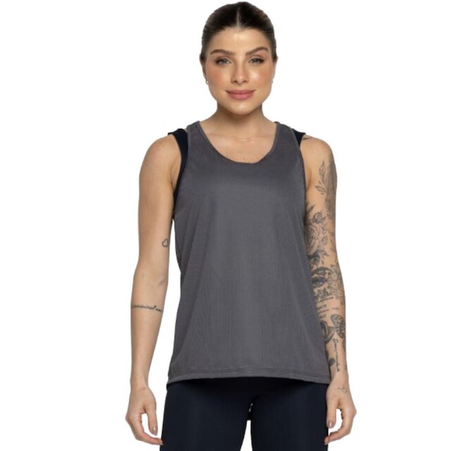 Regata Dry Lisa Serra e Mar Furadinha Roupa Para Treino Academia Moda Fitness