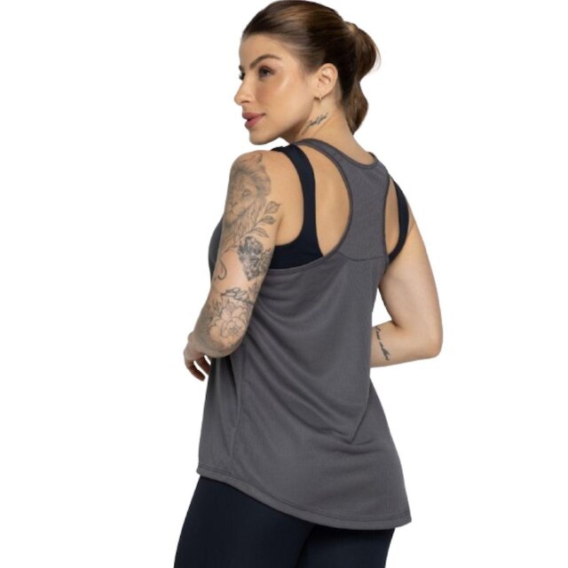 Regata Dry Lisa Serra e Mar Furadinha Roupa Para Treino Academia Moda Fitness