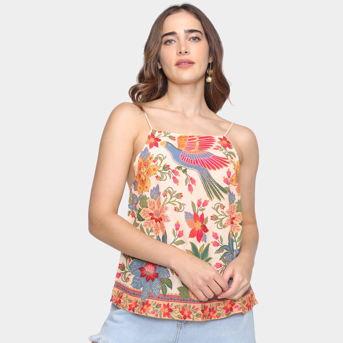 Regata Farm Flor De Arara Feminina - Bege é ruim? Regata Farm Flor De Arara Feminina - Bege é boa?