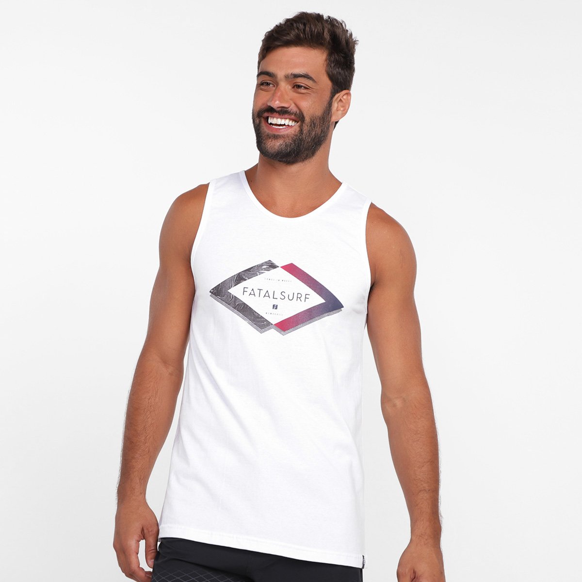 Regata Fatal Estampada 26339 Masculina - Branco Menor preço em Regata Fatal Estampada 26339 Masculina - Branco
