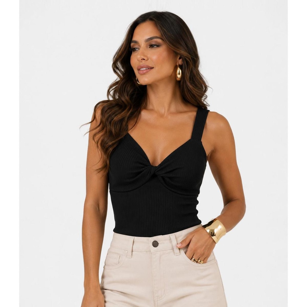 Regata Feminina Com Decote Torcido Rovitex Preto