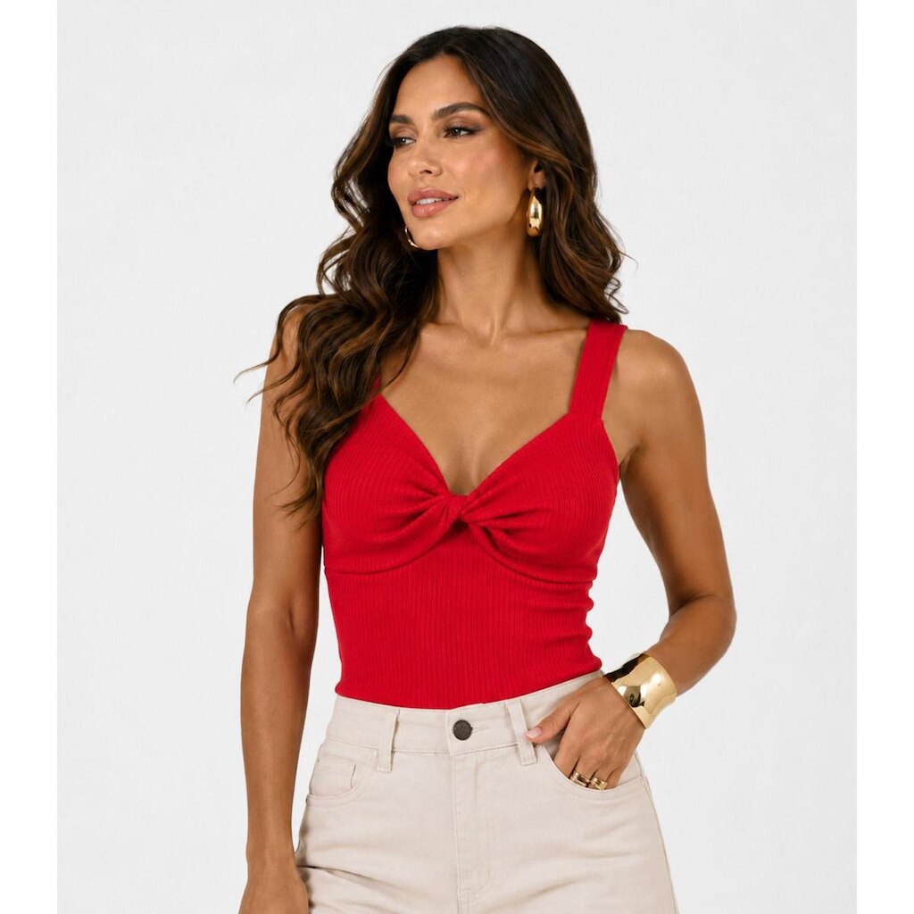 Regata Feminina Com Decote Torcido Rovitex Vermelho