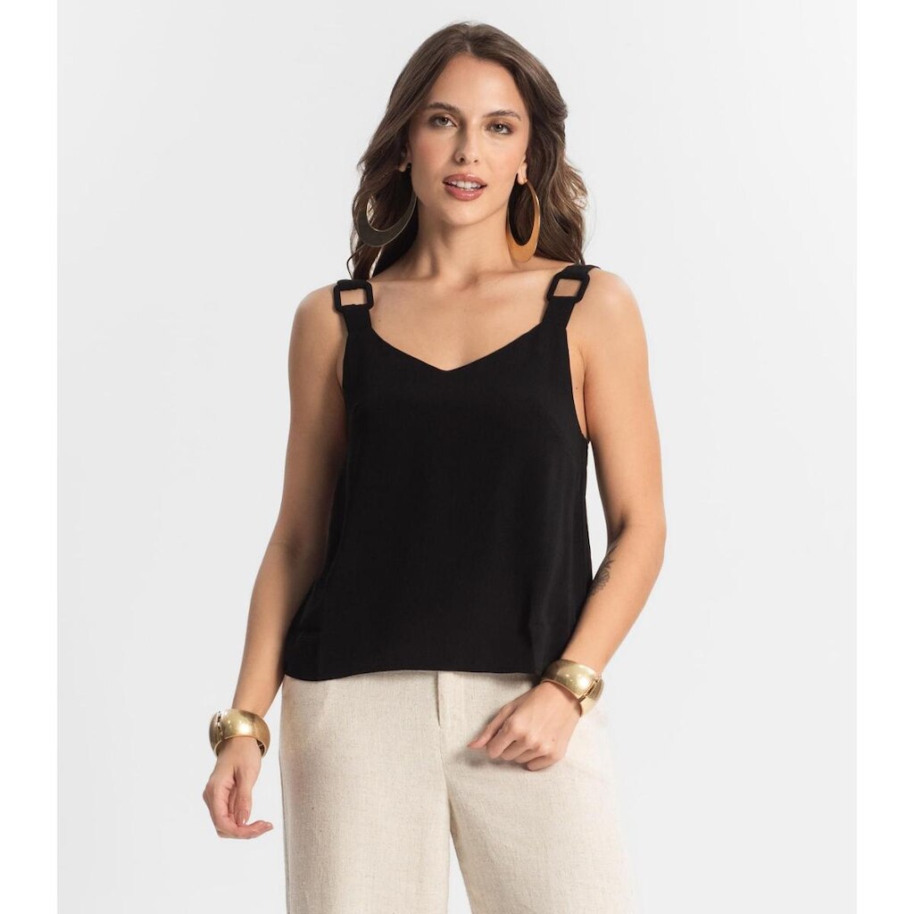 Regata Feminina Com Detalhes Endless Preto