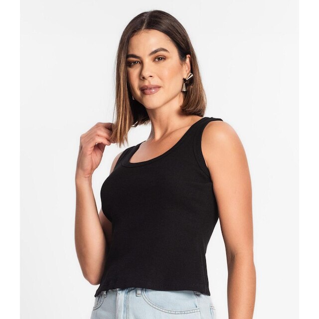 Regata Feminina Em Ribana Rovitex Preto