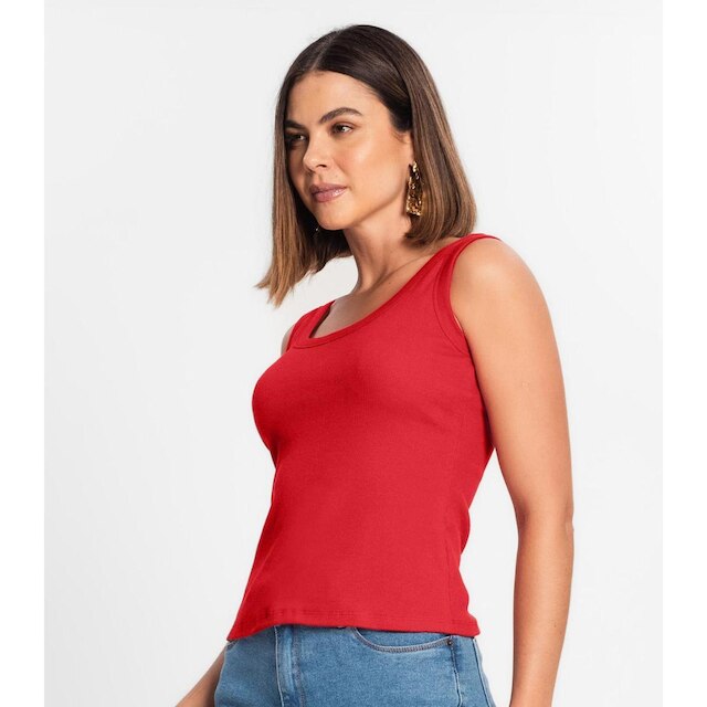 Regata Feminina Em Ribana Rovitex Vermelho