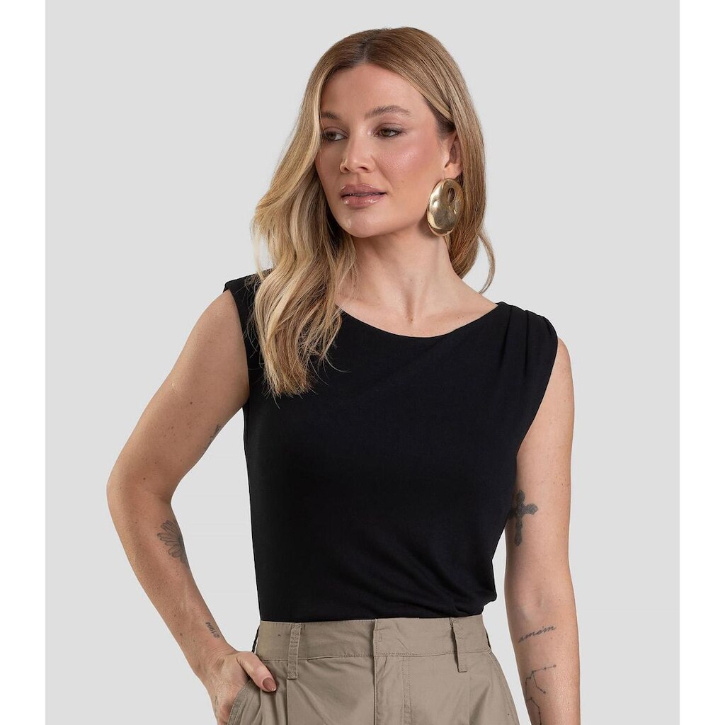 Regata Feminina em Visco Tricot Dianna Preto
