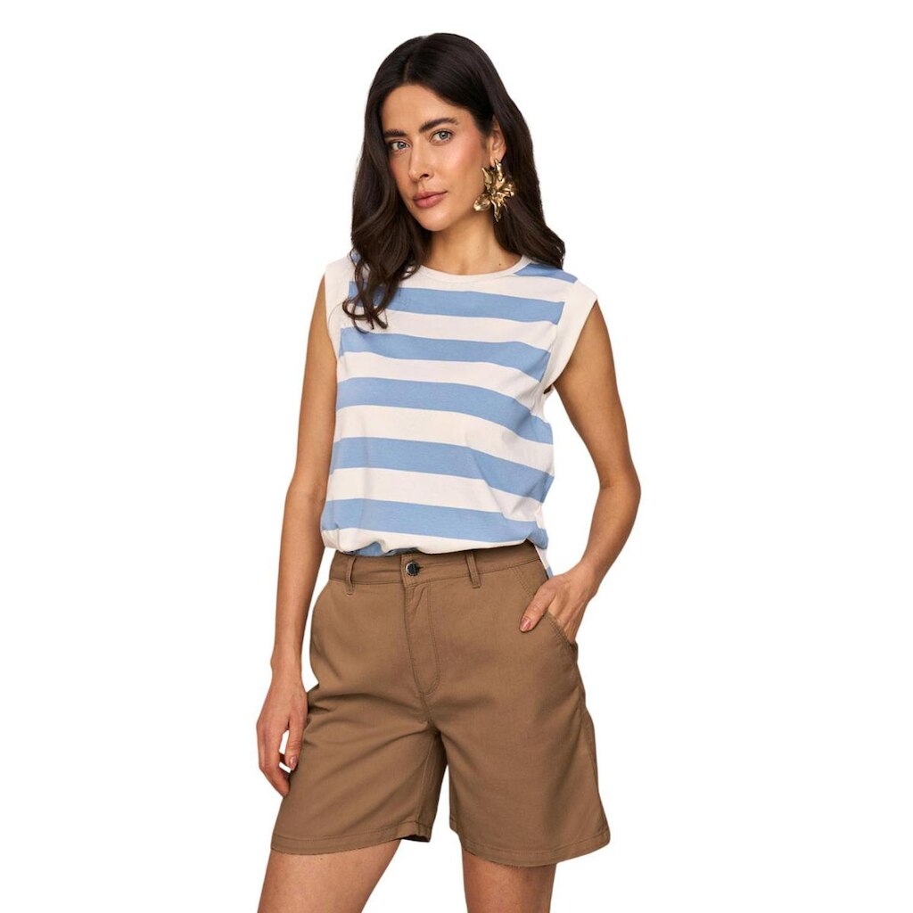 Regata Feminina Lado Avesso Listrada Alongada Muscle Tee