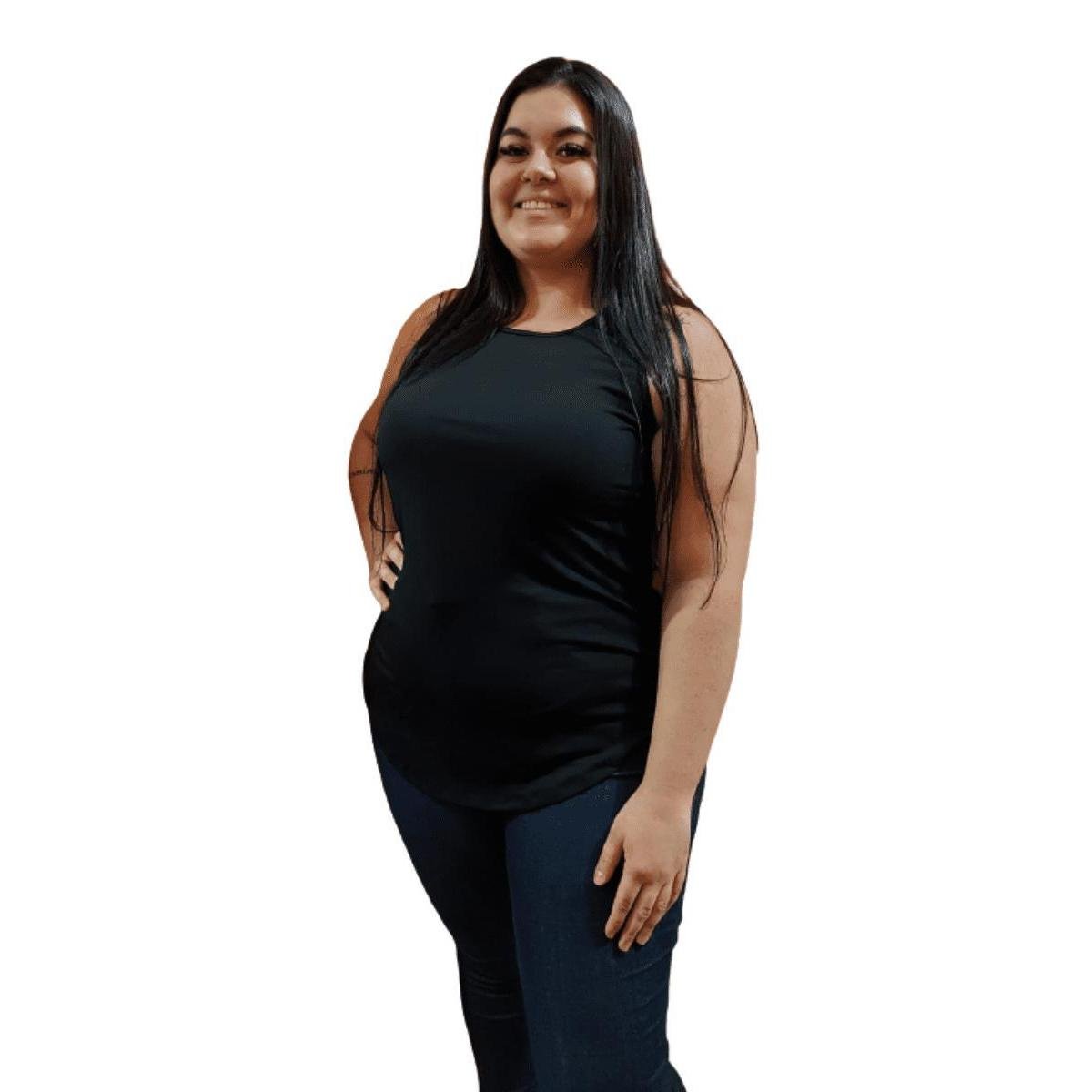 Regata Feminina Long line Lisa Sobrelegging Alongada Extra Plus Size Moda Básica Cobre Bumbum Menor preço em Regata Feminina Long line Lisa Sobrelegging Alongada Extra Plus Size Moda Básica Cobre Bumbum