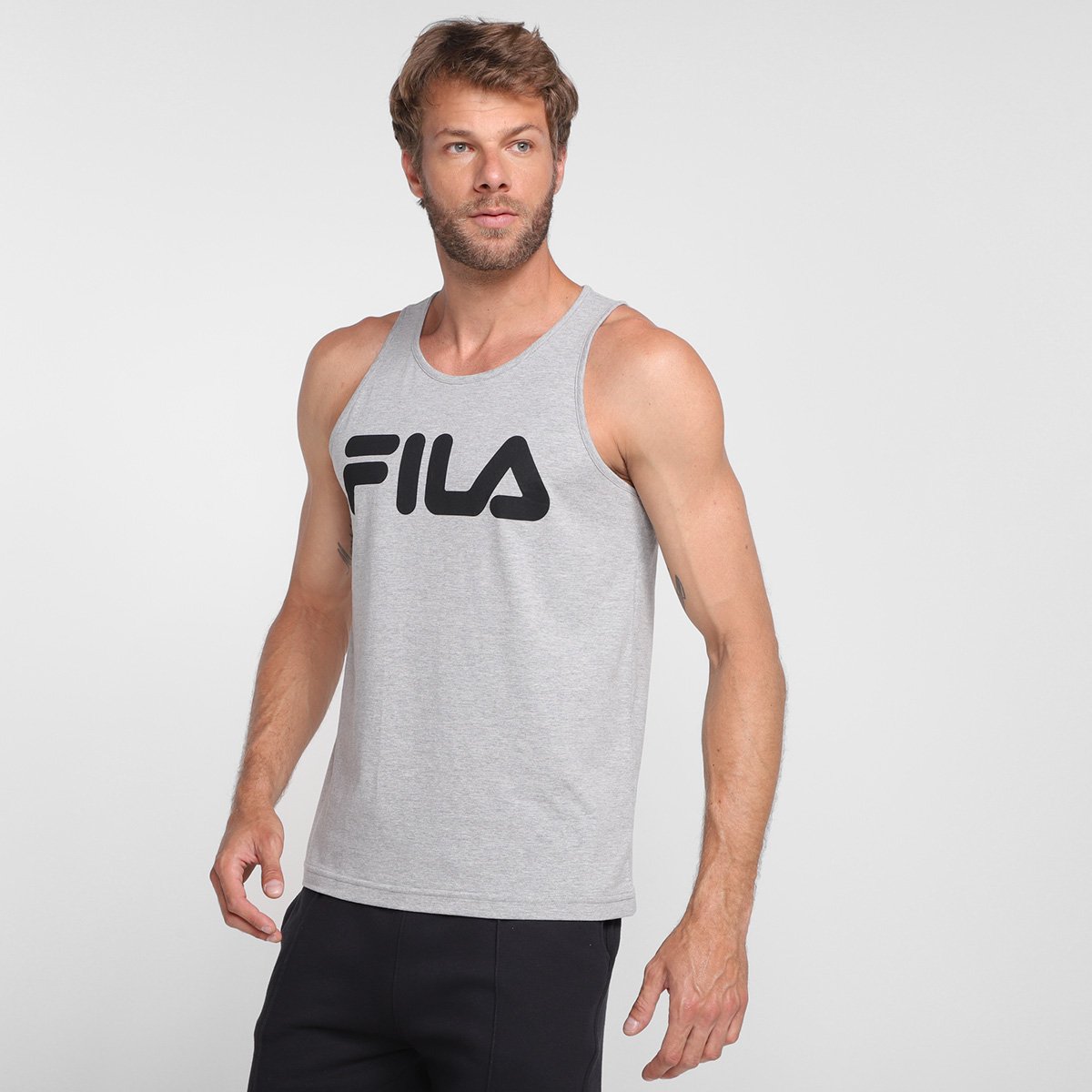 Regata Fila Letter Masculina - Cinza Menor preço em Regata Fila Letter Masculina - Cinza